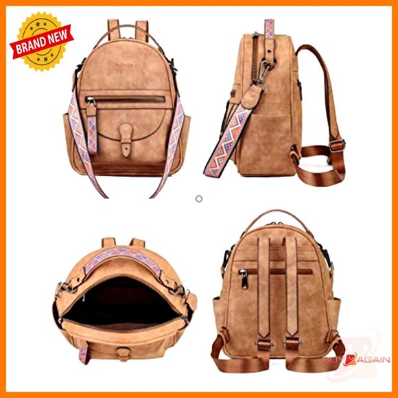Mini Backpack Purse, Waterproof Leather, 10 Pockets, Shoulder Bag main image 6